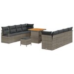 Canapé de jardin 11 pièces vidaXL avec coussins gris en poly rattan acacia