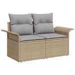 Ensemble de canapé de jardin 8 pièces avec coussins vidaXL beige en poly rotin acacia