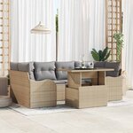 vidaXL Ensemble de canapé de jardin 7 Pièces Beige Poly rotin