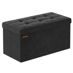 Banc de rangement 38 x 76 x 38 cm pouf en velours avec couvercle avec 2 boîtes séparateur amovible capacité de charge 300 kg pour couloir salon chambre 12_0004165
