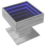 vidaXL Table basse avec LED sonoma gris 50x50x45 cm bois d'ingénierie