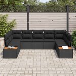 vidaXL Ensemble de canapé de jardin avec coussin 5 Pièces Noir Polyrotin