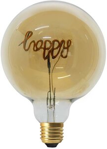 Ampoule ronde LED ambré Happy 17 cm
