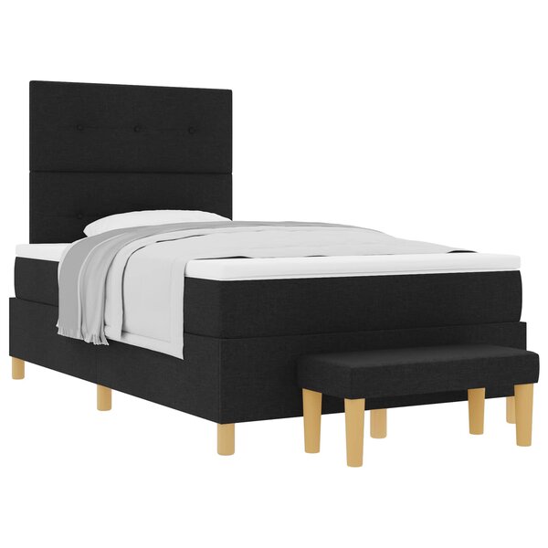 vidaXL Lit à ressorts avec matelas Noir 120 x 190 cm tissu