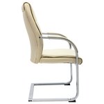 Chaise fauteuil siège de bureau informatique étude cantilever similicuir crème 02_0023990