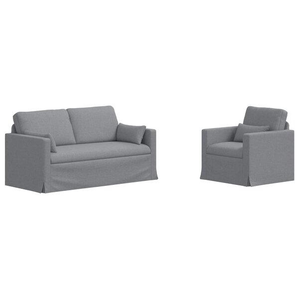 vidaXL Ensemble de Canapés 2 pc Gris clair tissu