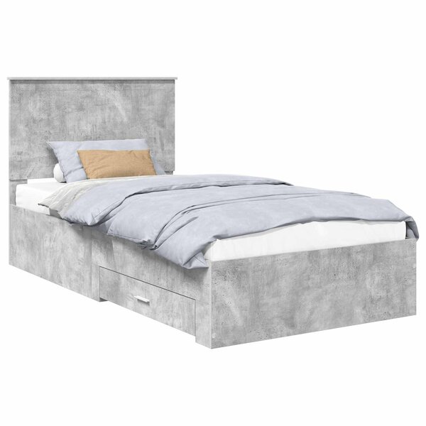 vidaXL Cadre de lit Gris béton 100 x 200 cm Bois d'ingénierie