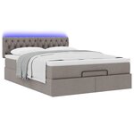 vidaXL Lit ottoman avec matelas et LED taupe 140x200 cm tissu