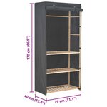 vidaXL Garde-robe à 3 niveaux Gris 79 x 40 x 170 cm Tissu