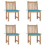 vidaXL Chaises de jardin lot de 4 avec coussins Bois de teck massif