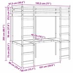 vidaXL Cadre de lit mezzanine Naturel 90 x 190 cm Pin massif