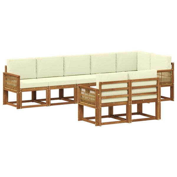 vidaXL Ensemble de canapés d'extérieur 8 pc Naturel et Crème Polyester