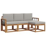 vidaXL Ensemble de canapés d'extérieur 4 pc Gris Naturel et Clair