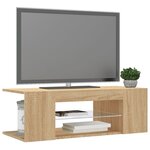 vidaXL Meuble TV avec lumières LED chêne sonoma 90x39x30 cm