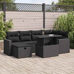 vidaXL Salon de jardin 7 Pièces avec coussins noir résine tressée