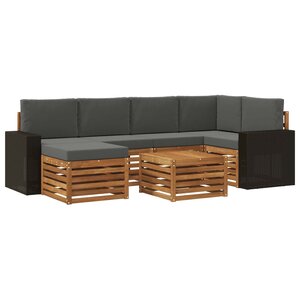 vidaXL Ensemble de canapé d'angle 7 Pièces Naturel et Anthracite