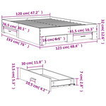 vidaXL Cadre de lit avec tiroirs sans matelas blanc 120x190 cm