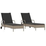 vidaXL Chaises longues avec coussins lot de 2 gris résine tressée