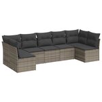 vidaXL Salon de jardin avec coussins 7 Pièces gris résine tressée