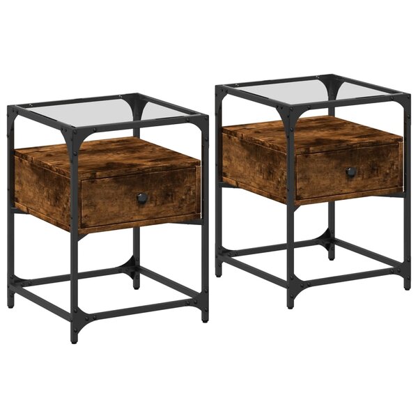 vidaXL Tables de chevet 2 Pièces chêne fumé 40x40x55 cm bois d'ingénierie
