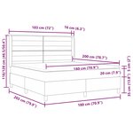 Lit Box Spring vidaXL avec Matelas & Éclairage LED Gris clair 180x200 cm Tissu