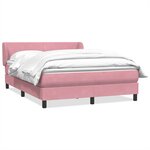 vidaXL Sommier à lattes de lit avec matelas rose 160x220 cm velours