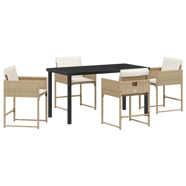 vidaXL Ensemble de salle à manger pour jardin 5 Pièces Beige polyrotin