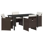 vidaXL Ensemble de salle à manger pour jardin 5 Pièces Marron polyrotin