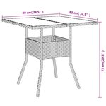 vidaXL Ensemble à manger de jardin et coussins 3 Pièces beige rotin verre