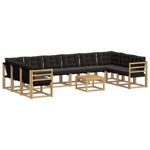 vidaXL Ensemble de canapés d'extérieur 11 Pièces Blanc et noir
