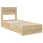 vidaXL Cadre de lit avec tiroir Sonoma Chêne et Argent 75 x 190 cm