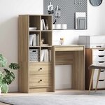 vidaXL Bureau avec tiroir avec étagère 2 Pièces Chêne Sonoma