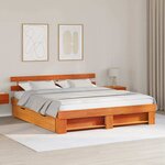 vidaXL Cadre de lit Marron cire 200 x 200 cm Bois massif en pin