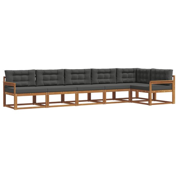 vidaXL Ensemble de canapés d'extérieur 6 Pièces Naturel et Anthracite