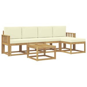 vidaXL Ensemble de canapés d'extérieur 6 pc Blanc et crème