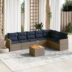vidaXL Salon de jardin 8 Pièces avec coussins gris résine tressée