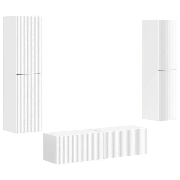 vidaXL Ensemble meuble TV 6 Pièces Blanc Bois d'ingénierie