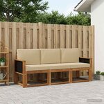 vidaXL Ensemble de canapés d'extérieur avec coussin 3 Pièces Naturel