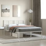 vidaXL Cadre de lit métal avec tête de lit blanc 120x200 cm