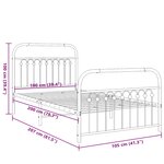 vidaXL Cadre de lit métal sans matelas et pied de lit blanc 100x200 cm