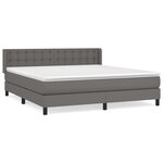 vidaXL Sommier à lattes de lit avec matelas Gris 180x200 cm Similicuir