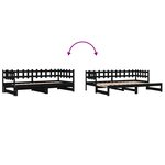 vidaXL Lit coulissant sans matelas noir 2x(90x190) cm Bois massif
