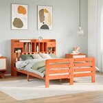 vidaXL Lit bibliothèque sans matelas cire marron 140x200 cm pin massif