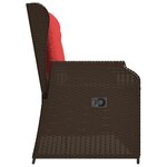 vidaXL Banc inclinable de jardin avec coussins marron résine tressée