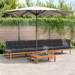 vidaXL Salon palette de jardin avec coussins 4Pièces bois d'acacia massif