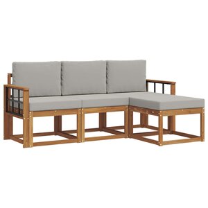 vidaXL Ensemble de canapés d'extérieur 4 pc Gris Naturel et Clair