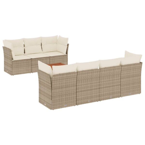 vidaXL Salon de jardin avec coussins 8 Pièces beige résine tressée