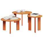 vidaXL Table basse 3 Pièces Brun cire Bois massif en pin