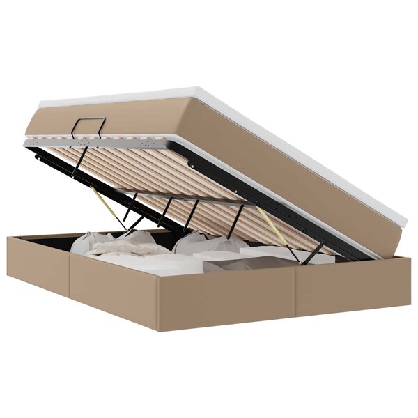vidaXL Lit avec rangement et matelas Cappuccino 140 x 190 cm