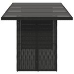 vidaXL Table de jardin dessus en verre noir 190x80x74cm résine tressée